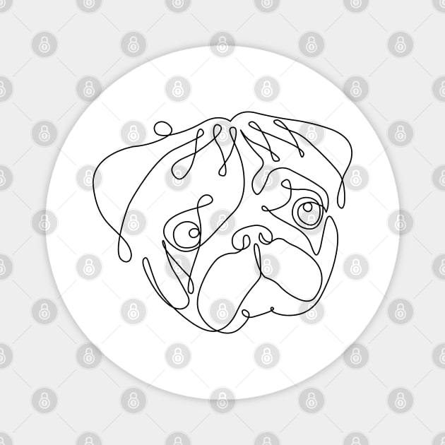 One Line Pug Magnet by huebucket